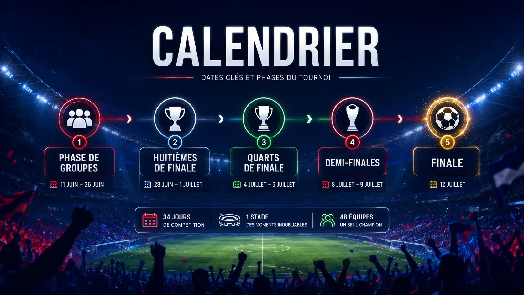 Calendrier Coupe du monde 2026 : dates clés et phases du tournoi
