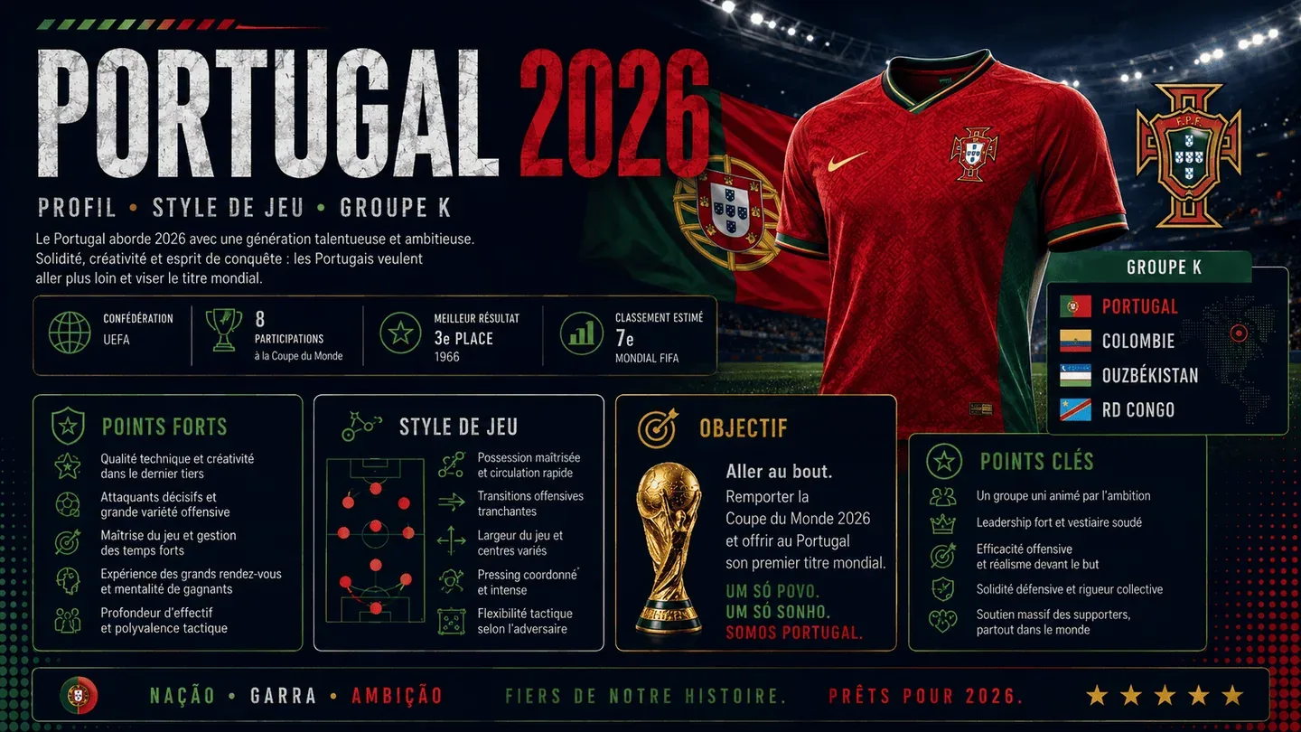 Portugal Coupe du monde 2026: liste des joueurs, joueurs clés, tactique et pronostic