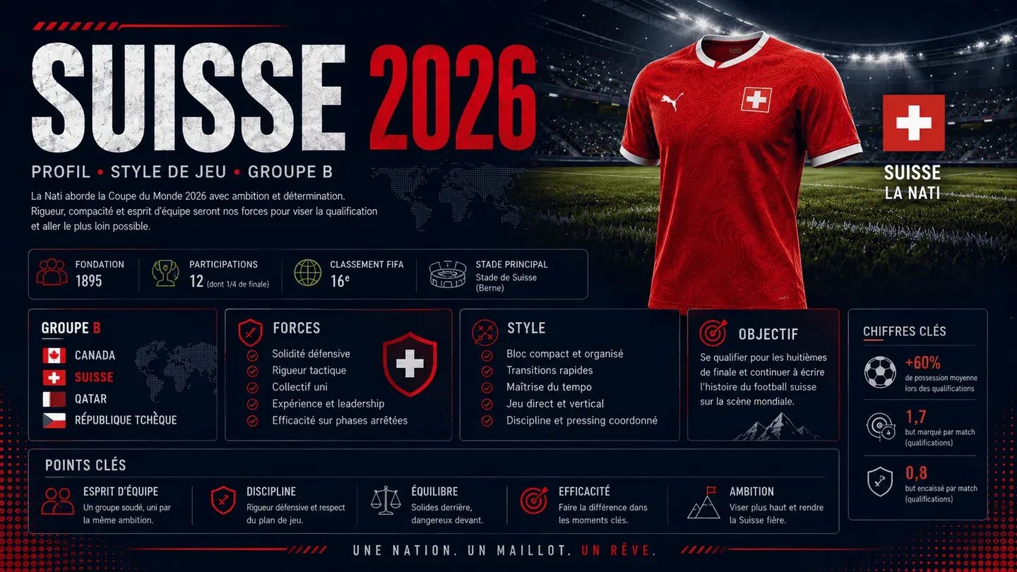 Suisse Coupe du monde 2026: liste des joueurs, joueurs clés, tactique et pronostic